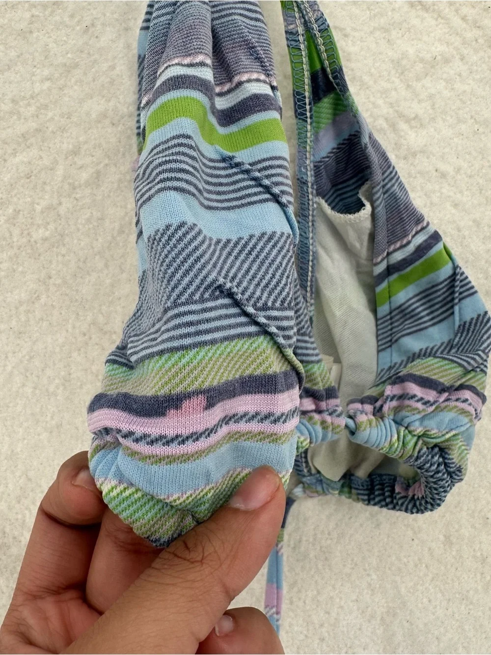 Surf Striped Y2K Lucky Brand Halter Blue and Green Bikini Set - Picture 5 of 13